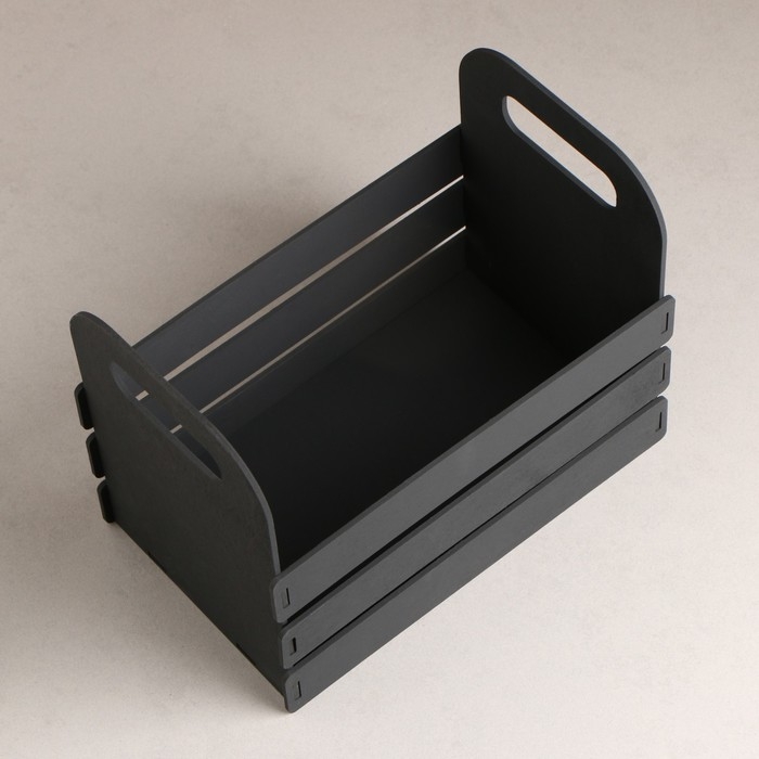 Кашпо деревянное 25×15×20 см  Кашпо деревянное 25×15×20 см "Кармен", ручки вырезы боковые, чёрный Дарим Красиво