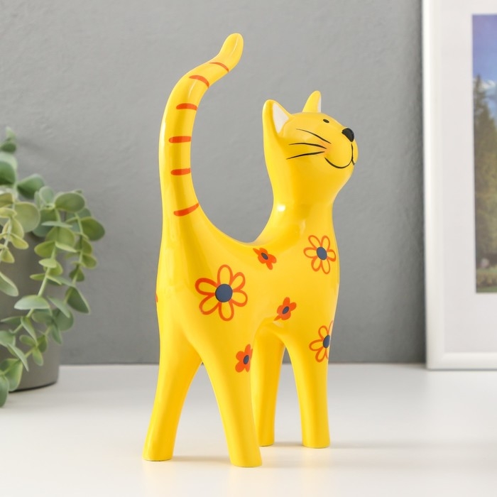 Сувенир керамика Сувенир керамика "Жёлтый кот в цветочках" 14,5х6,5х23,5 см