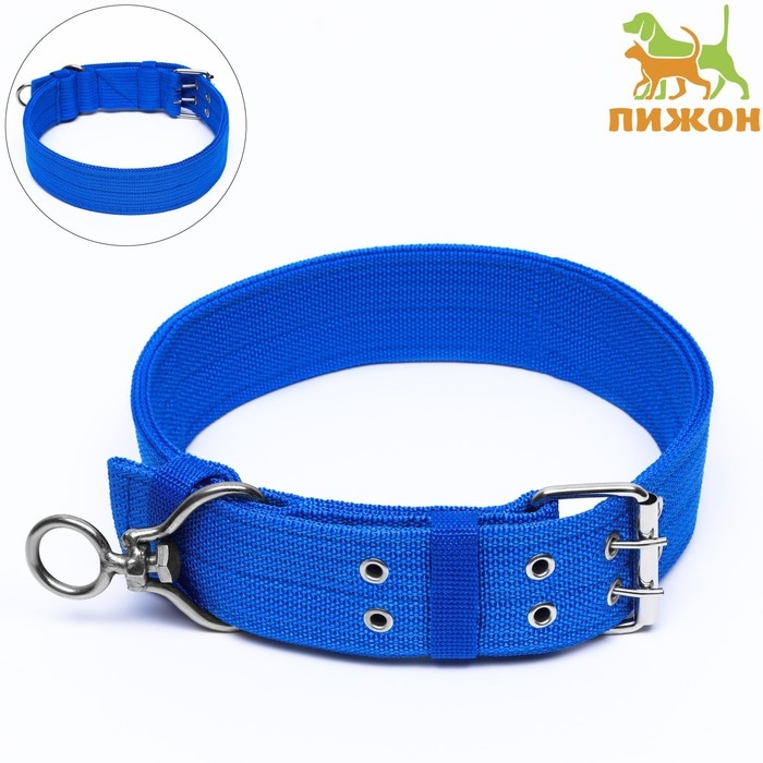 Ошейник четырехслойный с вертлюгом, 80 х 4,9 см, ОШ 64-74 см, полиэстер, синий Ошейник четырехслойный с вертлюгом, 80 х 4,9 см, ОШ 64-74 см, полиэстер, синий