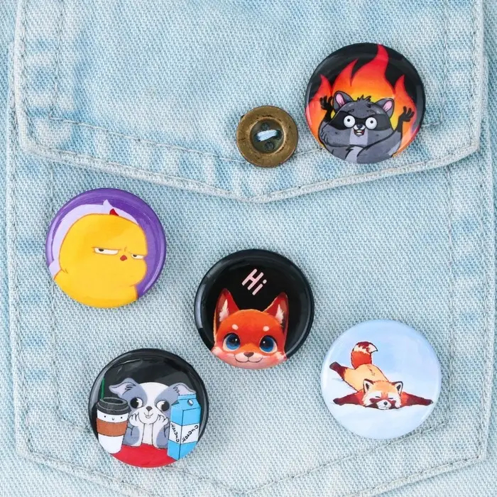 Значок металлический , закатной «Милые животные», d = 2,5 см, МИКС Значок металлический , закатной «Милые животные», d = 2,5 см, МИКС