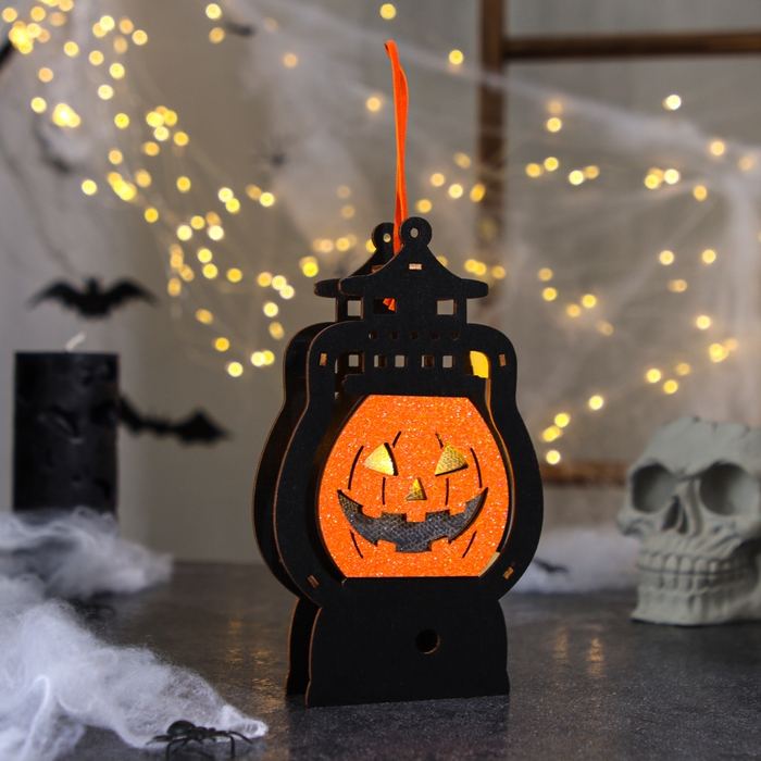 Декор с подсветкой &laquo;Фонарь с тыквой&raquo;, 3 &times; 10,5 &times; 17,5 см