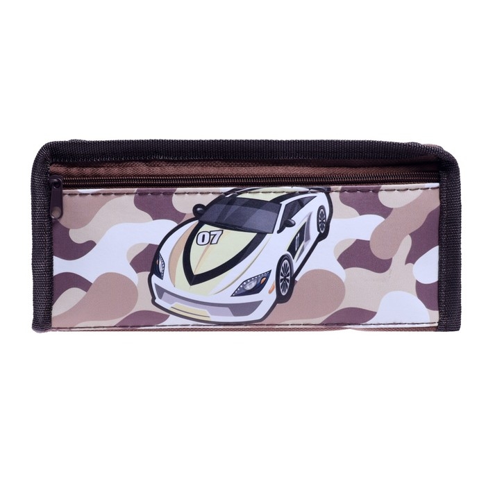 Пенал школьный на молнии "Машина", 2 отделения, МИКС