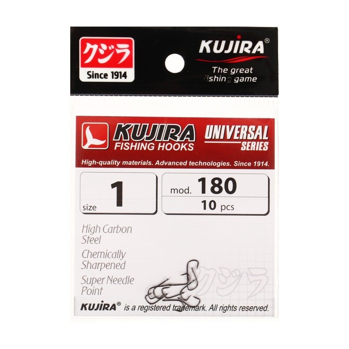 Крючки Kujira Universal 180, цвет BN, № 1, 10 шт. Крючки Kujira Universal 180, цвет BN, № 1, 10 шт.