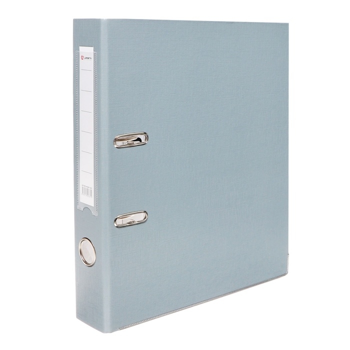 Папка-регистратор А4, 50 мм, Calligrata, ПВХ, тиснение Папка-регистратор А4, 50 мм, Calligrata, ПВХ, тиснение "лен", металлическая окантовка, карман на корешок, собранная, серая, микс