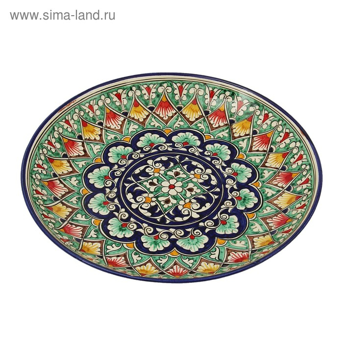 Ляган Риштанская Керамика "Узоры", 28 см, синий