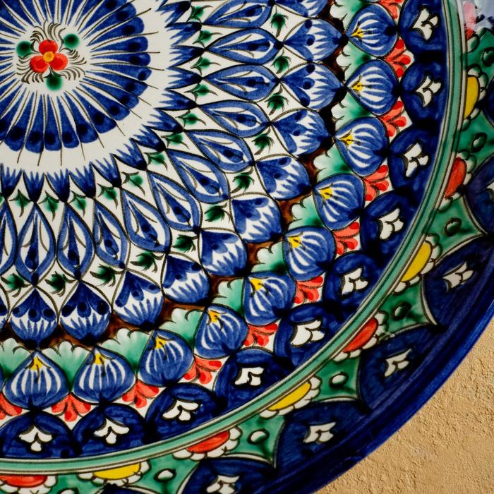 Ляган Риштанская Керамика  Ляган Риштанская Керамика "Узоры", 37 см, синий микс