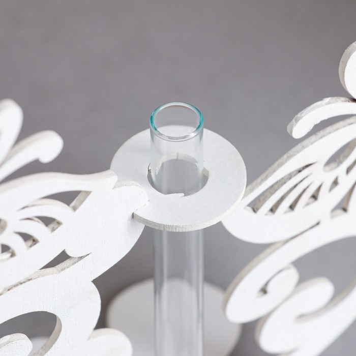 Кашпо деревянное 13.5×13×26.5 см с 1 колбой  Кашпо деревянное 13.5×13×26.5 см с 1 колбой "Бабочки", белый Дарим Красиво