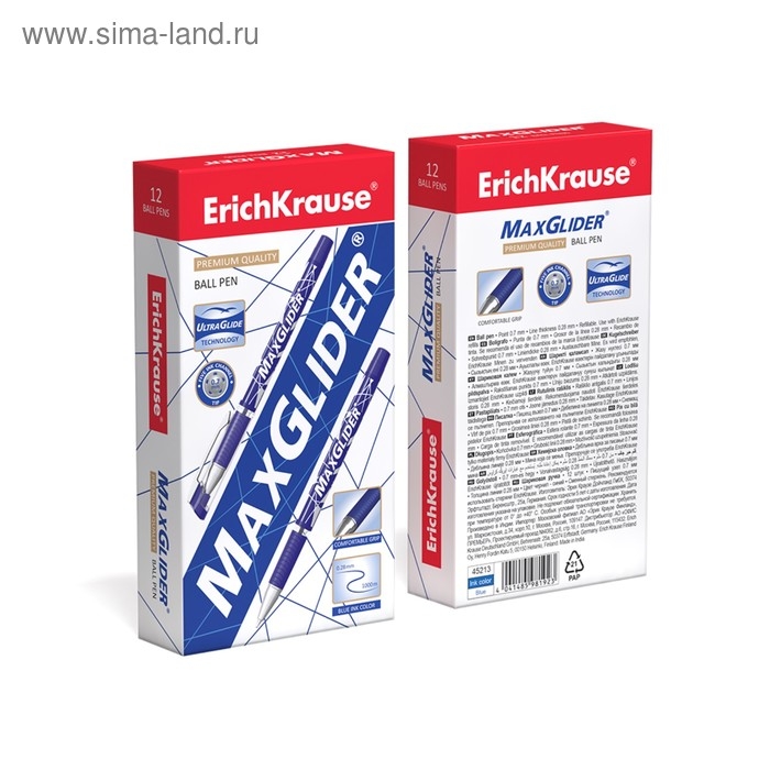 Ручка шариковая Erich Krause MaxGlider, узел 0,7 мм, чернила синие, супермягкое письмо, длина линии письма 1000 метров Ручка шариковая Erich Krause MaxGlider, узел 0,7 мм, чернила синие, супермягкое письмо, длина линии письма 1000 метров