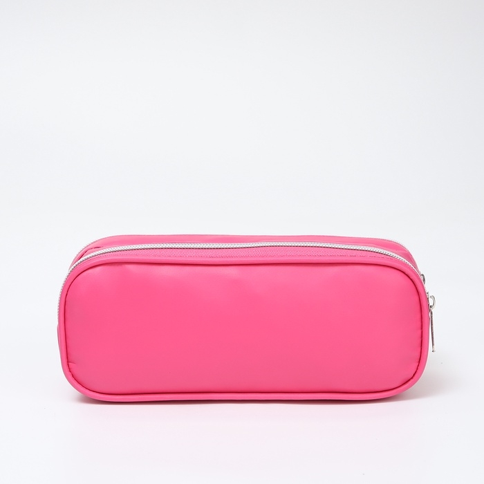 Косметичка-пенал, 2 отдела на молниях, цвет розовый