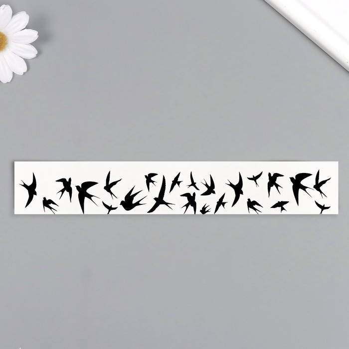 Татуировка на тело чёрная Татуировка на тело чёрная "Браслет. Ласточки" 20х3 см