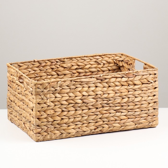 Корзина для хранения, прямоугольная , 43х30х22 см, Водный гиацинт, металл. каркас Корзина для хранения, прямоугольная , 43х30х22 см, Водный гиацинт, металл. каркас