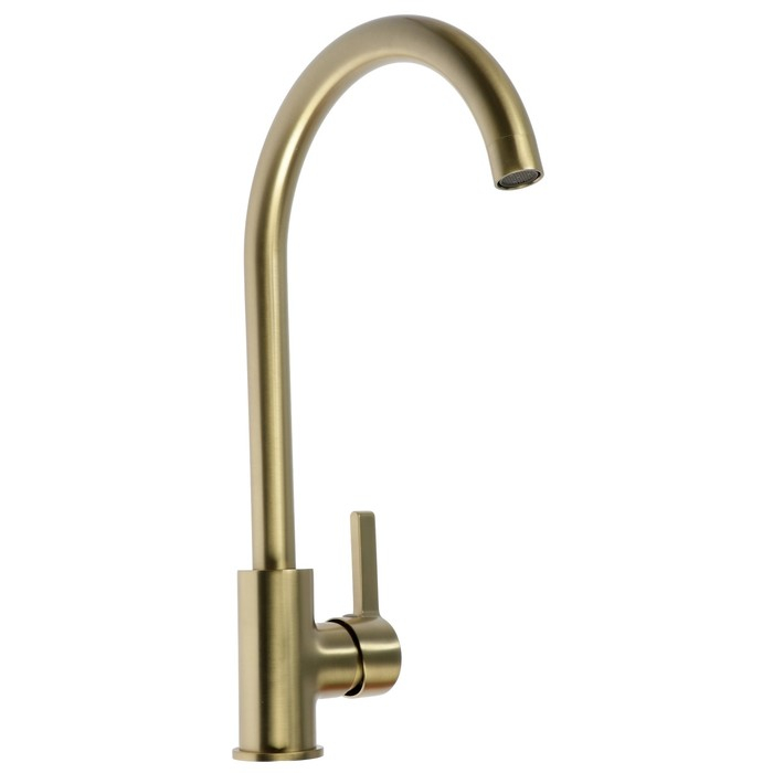 Cмеситель для кухни Accoona A4594AW, однорычажный, высокий излив, латунь, золото Cмеситель для кухни Accoona A4594AW, однорычажный, высокий излив, латунь, золото