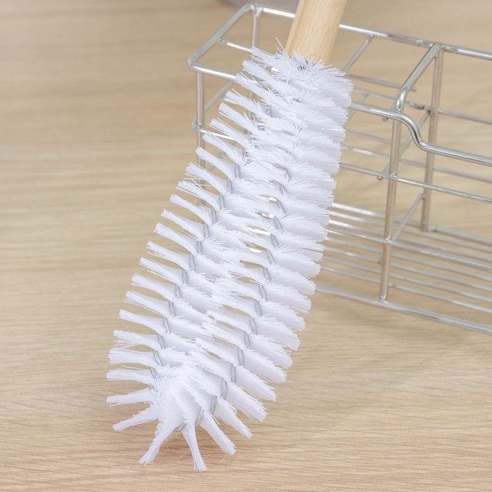 Щётка для посуды Доляна Meli, 30×7 см, бамбуковая ручка, замшевая петелька Щётка для посуды Доляна Meli, 30×7 см, бамбуковая ручка, замшевая петелька