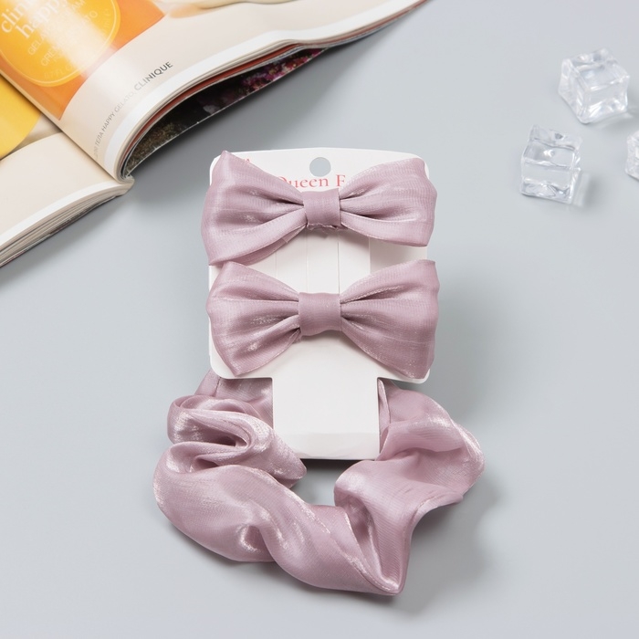 Набор для волос Набор для волос "Фелиция" (резинка 7 см, 2 зажима 6,5 см) классика, розовый