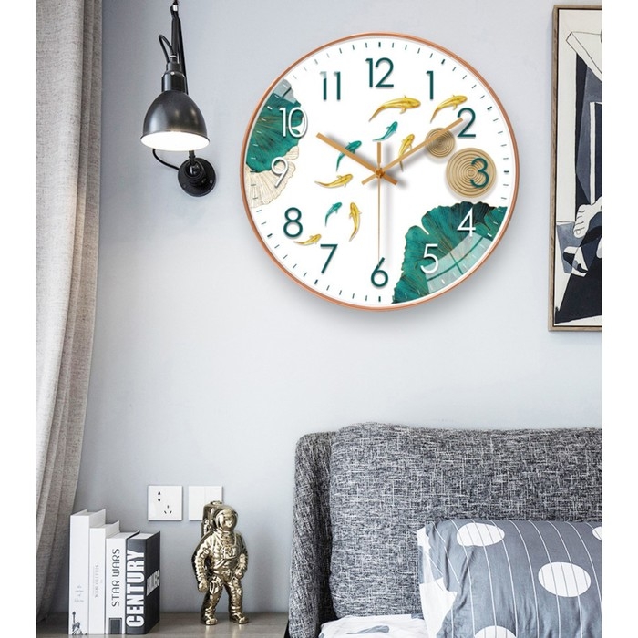 Часы настенные интерьерные Часы настенные интерьерные "Рыбки", бесшумные, d-30 см