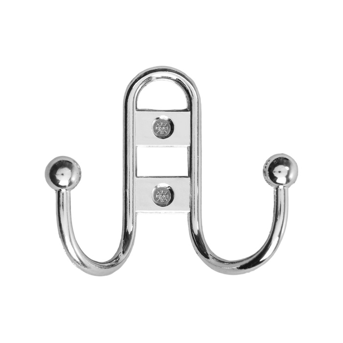 Крючок мебельный ТУНДРА TKD017, двухрожковый, хром Крючок мебельный ТУНДРА TKD017, двухрожковый, хром