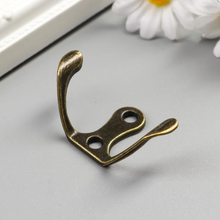 Крючок металл двойной (набор 4 шт) бронза 4,5х3 см Крючок металл двойной (набор 4 шт) бронза 4,5х3 см