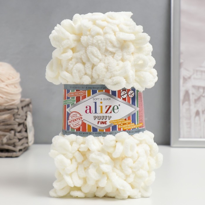 Пряжа Пряжа "Puffy fine" 100% микрополиэстер 14,5м/100г (62 кремовый)
