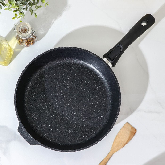 Сковорода, d=28 см, съёмная ручка, антипригарное покрытие, тёмный мрамор Сковорода, d=28 см, съёмная ручка, антипригарное покрытие, тёмный мрамор