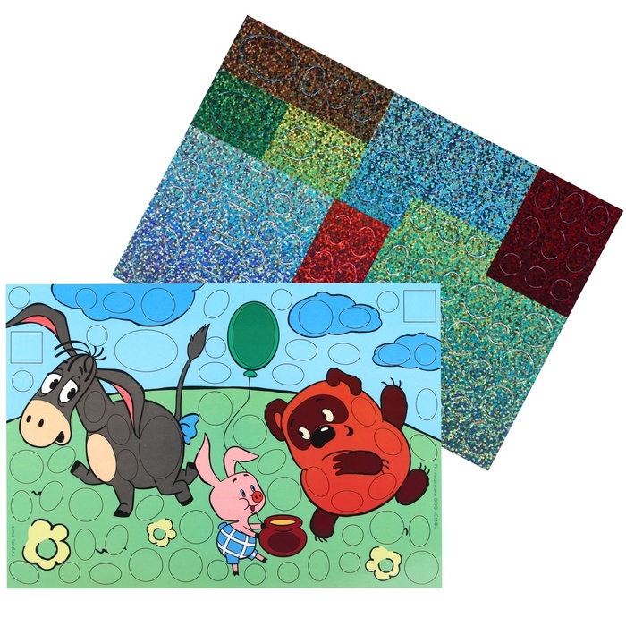 Аппликация форменными стикерами  Аппликация форменными стикерами "Винни-Пух", набор для творчества, стикерная мозаика