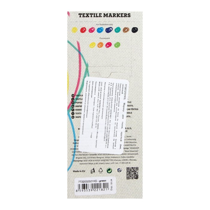Маркер для ткани 2.0 мм Koh-I-Noor 3203/25, длина письма 500 м, зеленый Маркер для ткани 2.0 мм Koh-I-Noor 3203/25, длина письма 500 м, зеленый