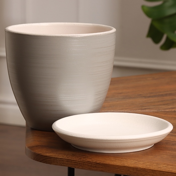 Горшок цветочный Горшок цветочный "Фоджа" серый линии 1,4 л