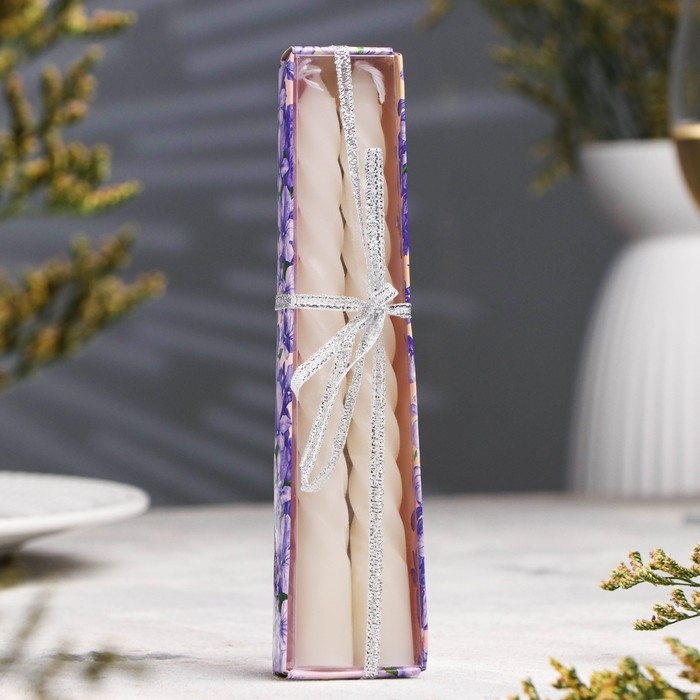 Набор свечей витых, 1,5х15 см, 2 штуки, аромат жасмин Набор свечей витых, 1,5х15 см, 2 штуки, аромат жасмин