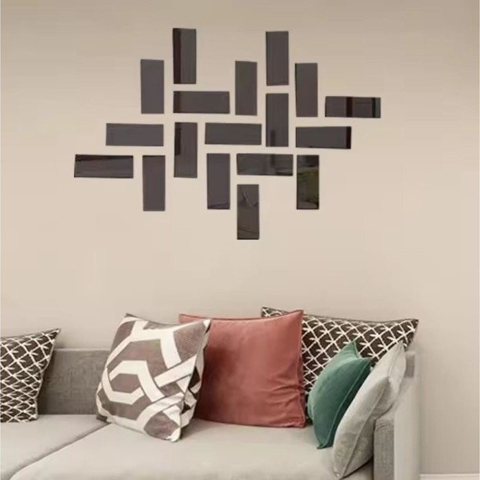 Наклейки интерьерные Наклейки интерьерные "Кирпичики", зеркальные, декор настенный, набор 18 шт, 15 х 6 см