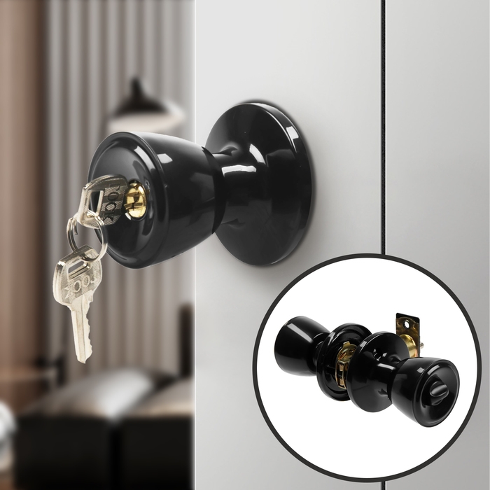 Защелка 1203, с ключом, цвет глянцевый черный Защелка 1203, с ключом, цвет глянцевый черный