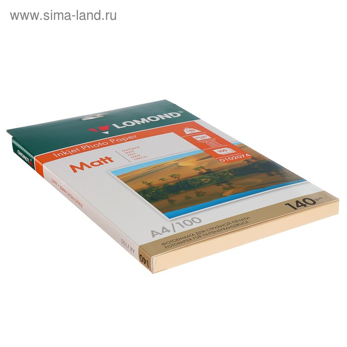 Фотобумага для струйной печати А4, 100 листов LOMOND, 140 г/м2, односторонняя, матовая Фотобумага для струйной печати А4, 100 листов LOMOND, 140 г/м2, односторонняя, матовая