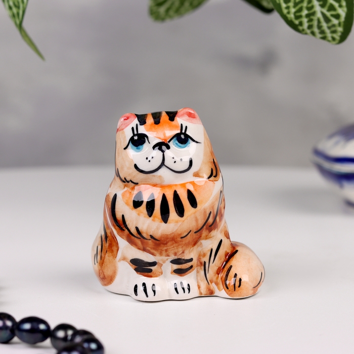 Сувенир Сувенир "Кошка сидячая", 6х6 см, цветная, гжель