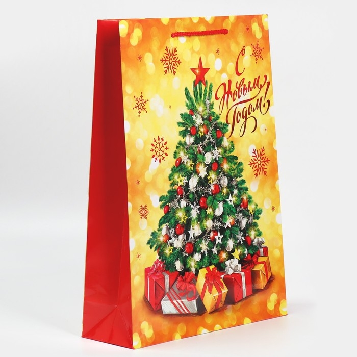 Пакет подарочный новогодний ламинированный «Золото и снежинки», L 28 х 38 х 9 см Пакет подарочный новогодний ламинированный «Золото и снежинки», L 28 х 38 х 9 см