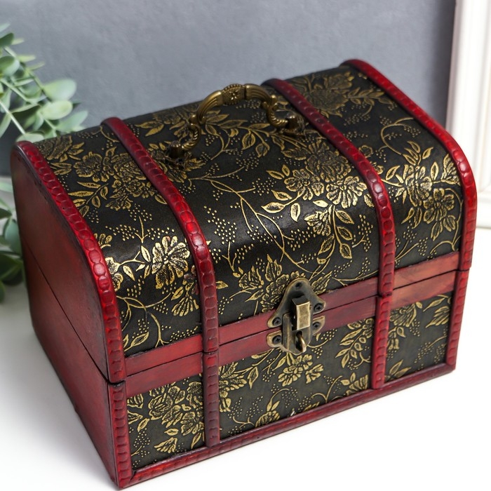 Шкатулка дерево состаренная Шкатулка дерево состаренная "Цветы и бамбук" сундучок МИКС 15х22х15,5 см