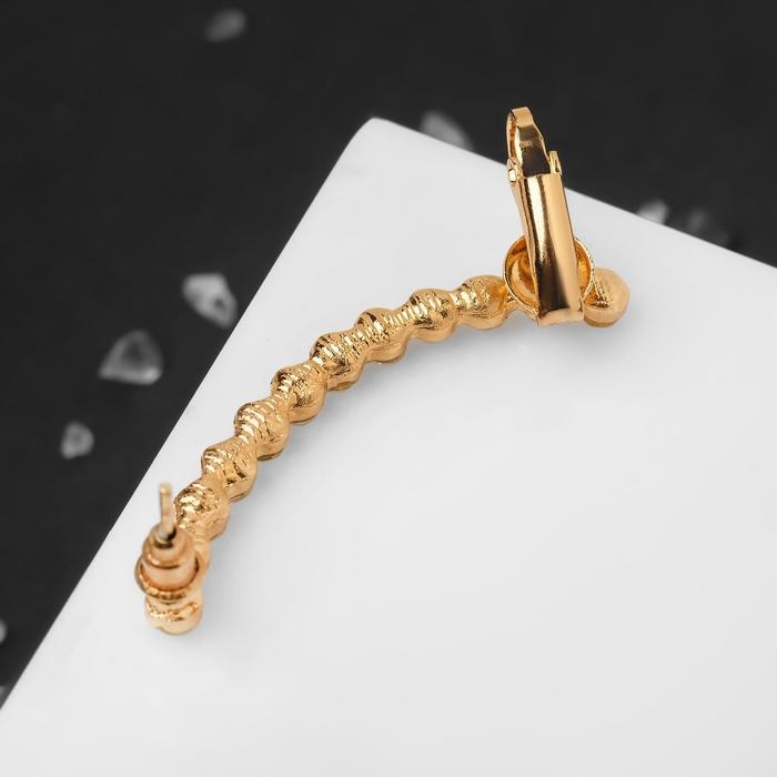 Серьга «Кафф» лунная дорожка, цвет белый в золоте Серьга «Кафф» лунная дорожка, цвет белый в золоте