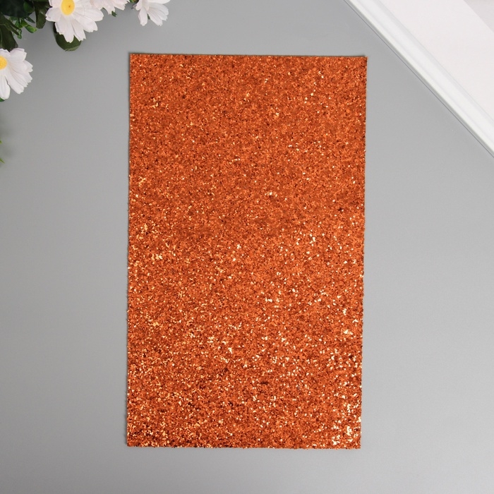 Лист для творчества иск.кожа Лист для творчества иск.кожа "Крупные блёстки" оранжевый лист 33х20 см толщина 0,84 мм