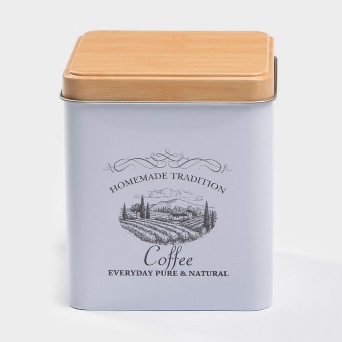 Банка для кофе &laquo;Дом и поле&raquo;, 1,2л, 12&times;10 см, цвет белый