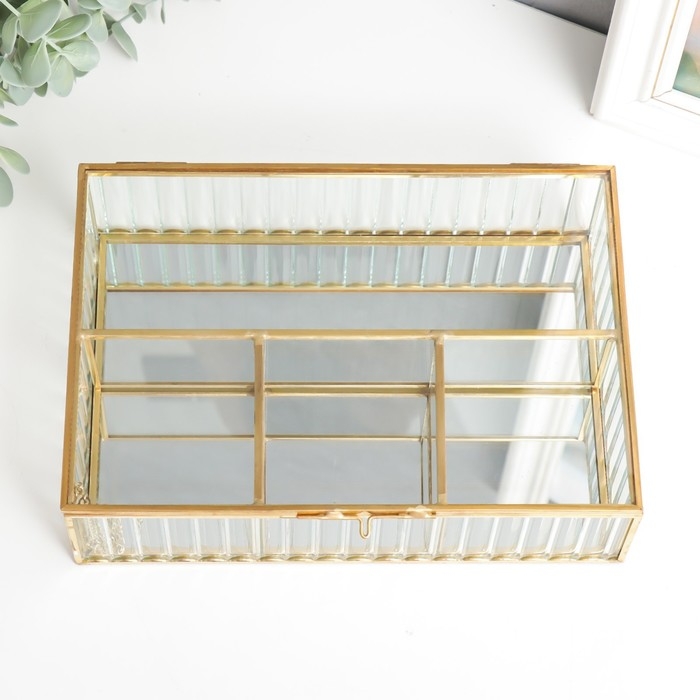 Шкатулка-органайзер стекло для мелочей Шкатулка-органайзер стекло для мелочей "Волны" 6х16,5х23 см