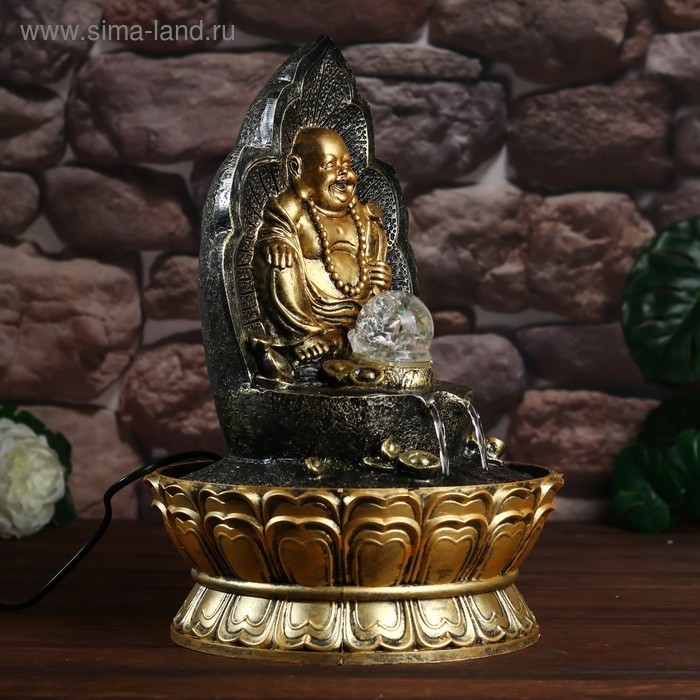 Фонтан настольный от сети, подсветка Фонтан настольный от сети, подсветка "Хотей на троне" 40х28х28 см