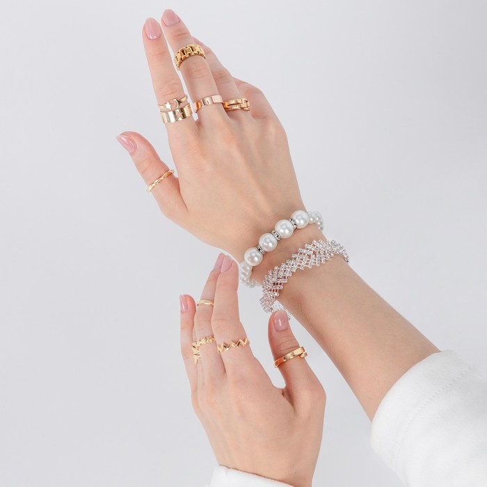 Браслет жемчуг «Невеста» бусины d=0,8+1,2 со стразами 4 штуки, цвет белый Браслет жемчуг «Невеста» бусины d=0,8+1,2 со стразами 4 штуки, цвет белый