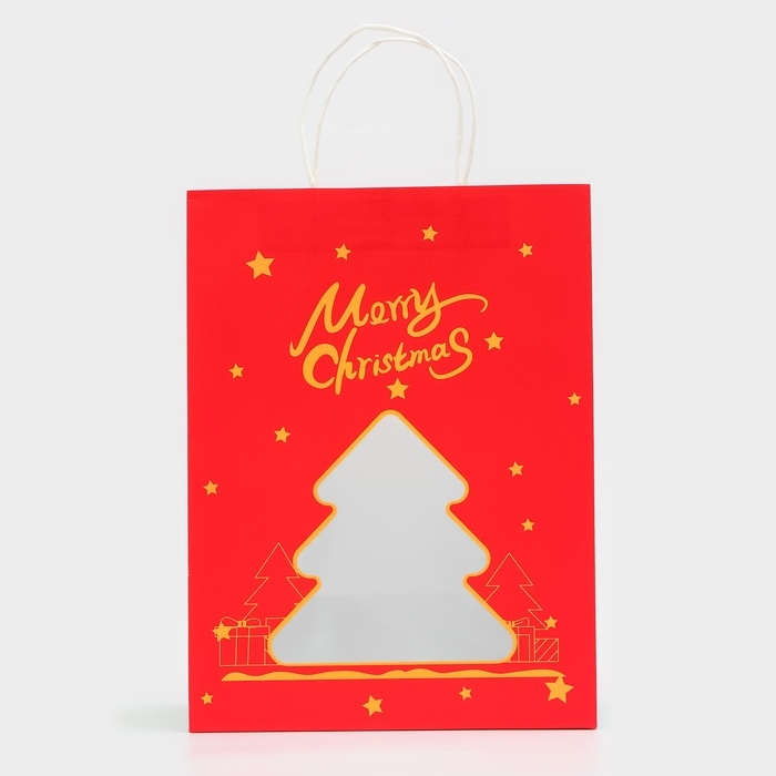 Пакет подарочный новогодний с окном Пакет подарочный новогодний с окном "Ёлка" 26 х 35 х 16 см.