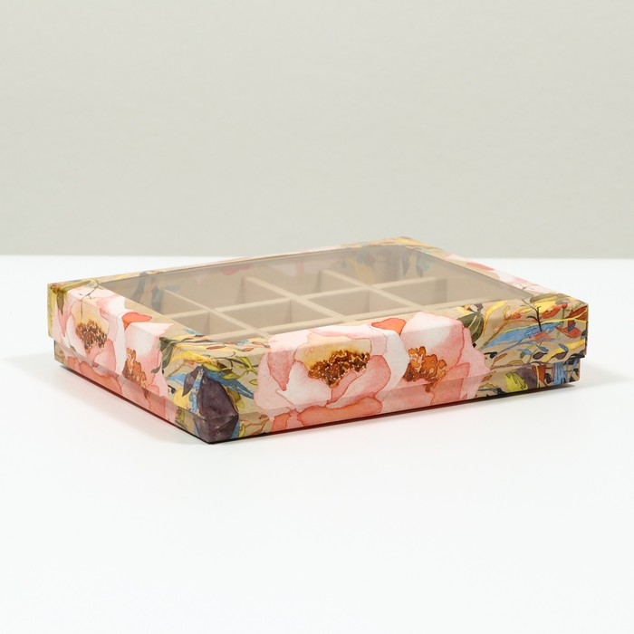 «Коробка для конфет, 12 шт, 19 х 15 х 3,5 см, крафт цветы» «Коробка для конфет, 12 шт, 19 х 15 х 3,5 см, крафт цветы»