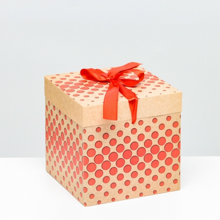 Коробка Самосборная Коробка Самосборная "Горошек" крафт 15х15х15 см
