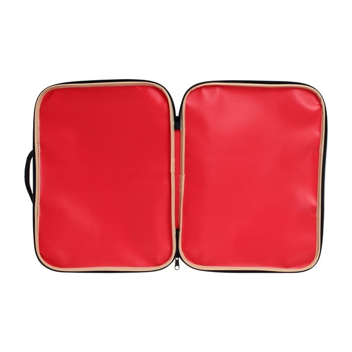 Папка с ручками текстильная А4, 350 х 270 х 20 мм, Calligrata "Офис", нейлон 600D, двуцветный кант, красная (чёрные ручки и молния)