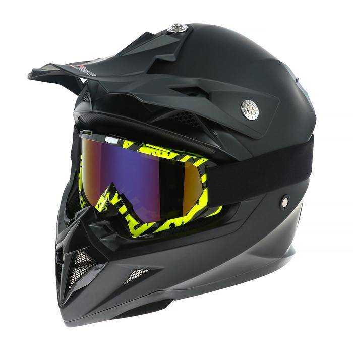 Очки-маска для езды на мототехнике, стекло сине-фиолетовый хамелеон, черно-желтые, ОМ-24 Очки-маска для езды на мототехнике, стекло сине-фиолетовый хамелеон, черно-желтые, ОМ-24