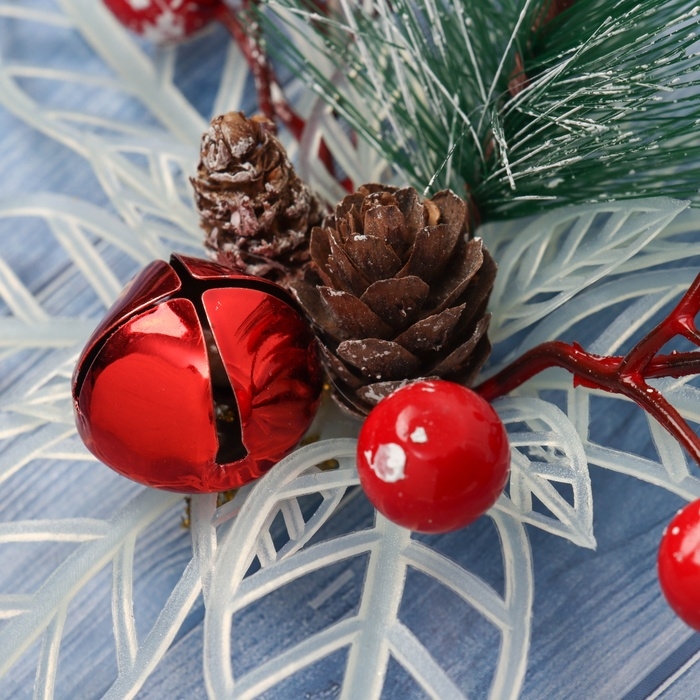 Украшение ёлочное Украшение ёлочное "Праздничные цветы" (набор 2 шт) ягоды, 13 см, белый