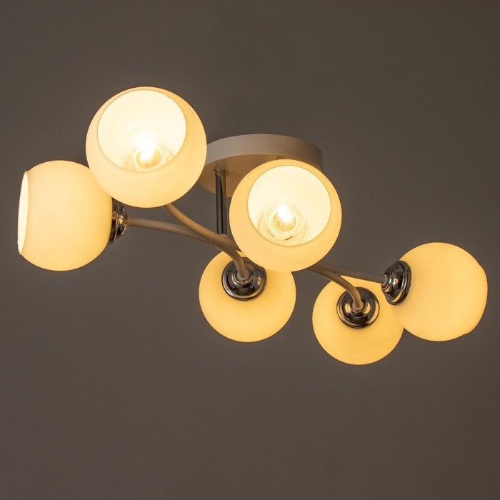 Люстра Люстра "Гелла" 6хЕ27 40Вт бело-хромовый 62х45х27 см BayerLux