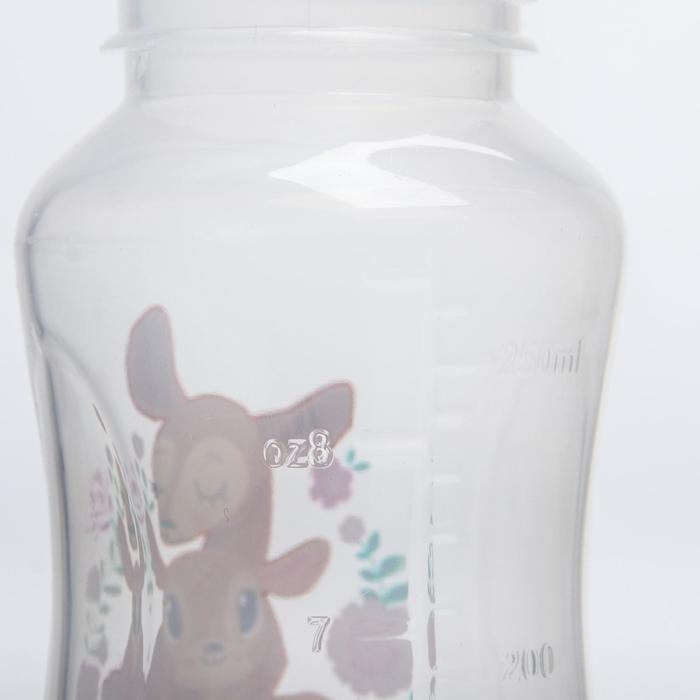 Бутылочка для кормления «Оленята: мамы и малыши», классическое горло, 250 мл., от 0 мес., приталенная, с ручками