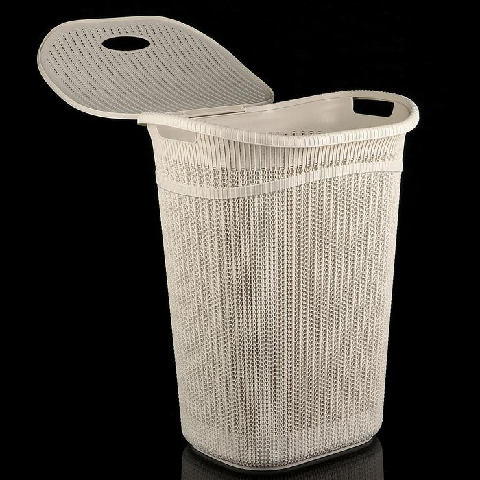 Корзина бельевая с крышкой «Вязание», 55 л, 45×36×57 см, цвет белый ротанг Корзина бельевая с крышкой «Вязание», 55 л, 45×36×57 см, цвет белый ротанг