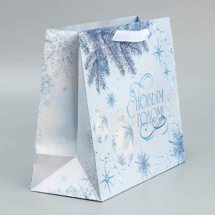 Пакет подарочный новогодний крафтовый горизонтальный «Нежность Нового года», ML 27 х 23 х 11.5 см, Новый год Пакет подарочный новогодний крафтовый горизонтальный «Нежность Нового года», ML 27 х 23 х 11.5 см, Новый год