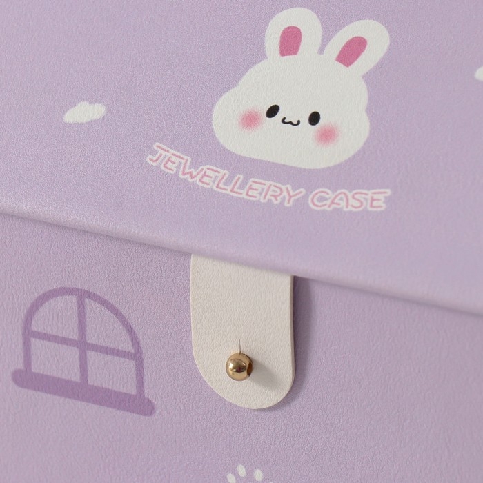 Шкатулка кожзам для украшений домик  Шкатулка кожзам для украшений домик "Зайка" сирень 16,5х19х16,5 см